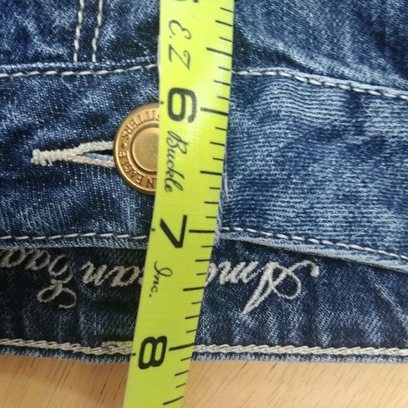 American Eagle | Y2K Coachella Daisy Dukes Gold Sequin Denim Blue Jean Shorts 6 - Picture 10 of 10